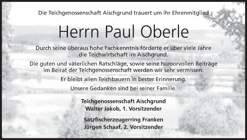  Traueranzeige für Paul Oberle vom 19.03.2015 aus MGO