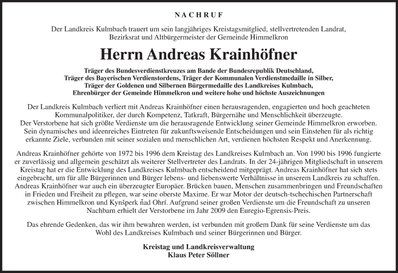  Traueranzeige für Andreas Krainhöfner vom 08.04.2015 aus MGO