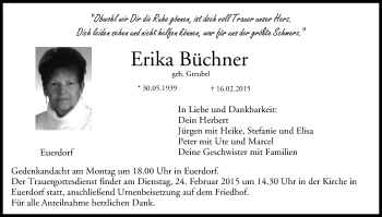 Anzeige von Erika Büchner von MGO