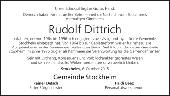 Anzeige von Rudolf Dittrich von MGO