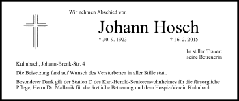 Anzeige von Johann Hosch von MGO