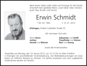 Anzeige von Erwin Schmidt von MGO