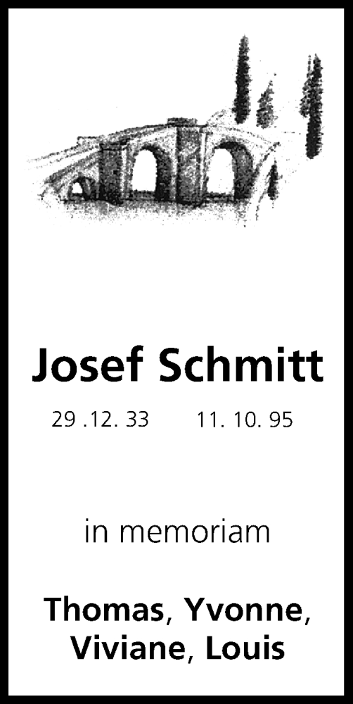  Traueranzeige für Josef Schmitt vom 10.10.2015 aus MGO