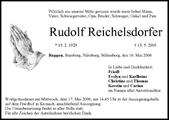 Anzeige von Rudolf Reichelsdorfer von MGO