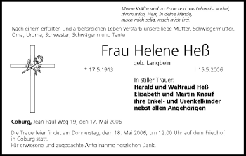 Anzeige von Helene Heß von MGO