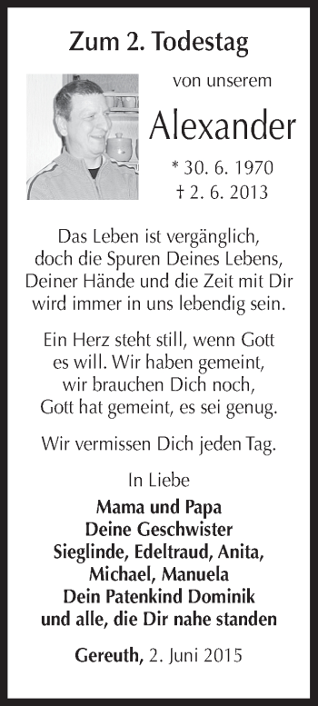 Anzeige von Alexander Steppert von MGO