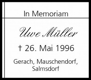 Anzeige von Uwe Müller von MGO