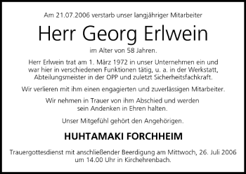 Anzeige von Georg Erlwein von MGO