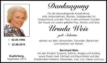 Anzeige von Ursula Weis von MGO