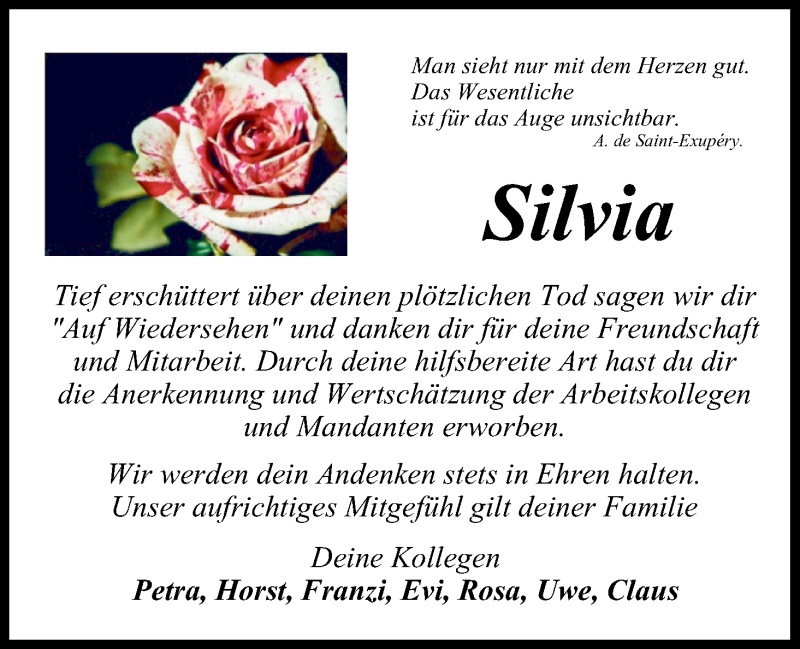  Traueranzeige für Silvia  vom 16.05.2015 aus MGO