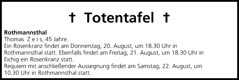  Traueranzeige für Totentafel vom 20.08.2015 vom 20.08.2015 aus MGO