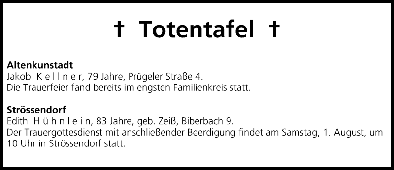  Traueranzeige für Totentafel vom 01.08.2015 vom 01.08.2015 aus MGO