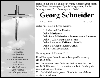 Anzeige von Georg Schneider von MGO