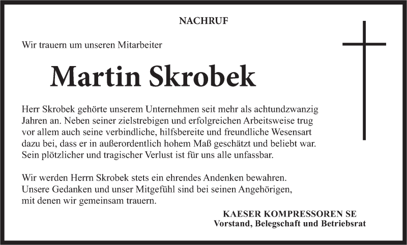  Traueranzeige für Martin Skrobek vom 19.08.2015 aus MGO
