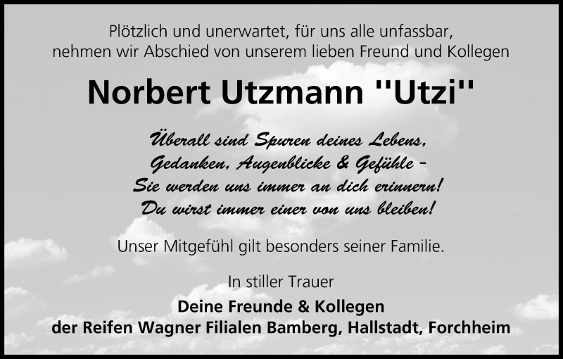  Traueranzeige für Norbert Utzmann vom 16.10.2015 aus MGO