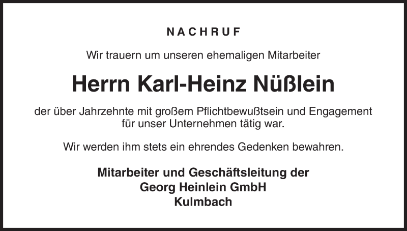  Traueranzeige für Karl-Heinz Nüßlein vom 18.06.2015 aus MGO
