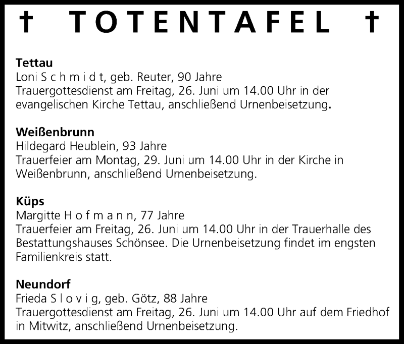  Traueranzeige für Loni Schmidt vom 25.06.2015 aus MGO