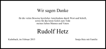 Anzeige von Rudolf Hetz von MGO