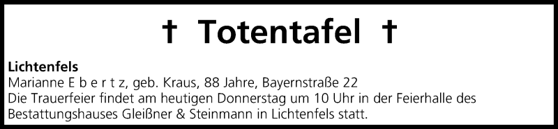  Traueranzeige für Totentafel, vom 09.04.2015 vom 09.04.2015 aus MGO