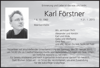 Anzeige von Karl Förstner von MGO