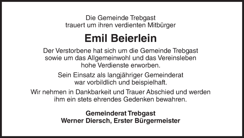  Traueranzeige für Emil Beierlein vom 23.06.2015 aus MGO