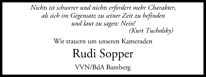  Traueranzeige für Rudi Sopper vom 13.03.2015 aus MGO