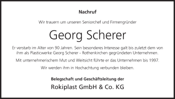 Anzeige von Georg Scherer von MGO