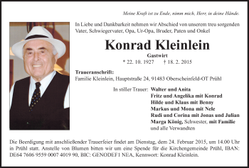 Anzeige von Konrad Kleinlein von MGO