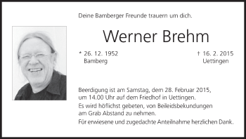 Anzeige von Werner Brehm von MGO