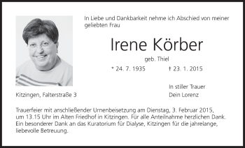 Anzeige von Irene Körber von MGO