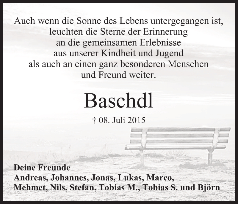  Traueranzeige für Baschdl  vom 18.07.2015 aus MGO