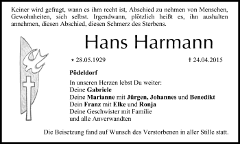 Anzeige von Hans Harmann von MGO