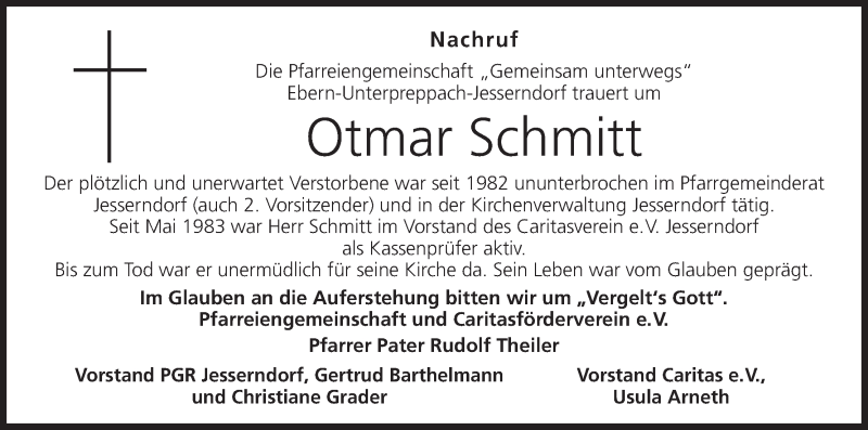  Traueranzeige für Otmar Schmitt vom 07.07.2015 aus MGO