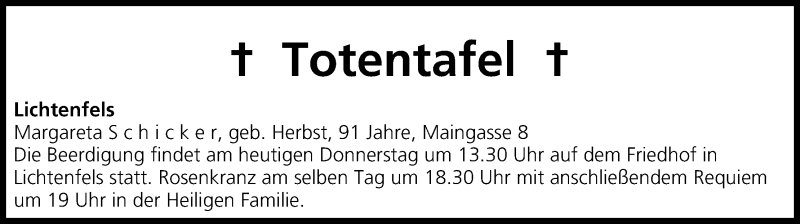  Traueranzeige für Totentafel vom 15.01.2015 vom 15.01.2015 aus MGO