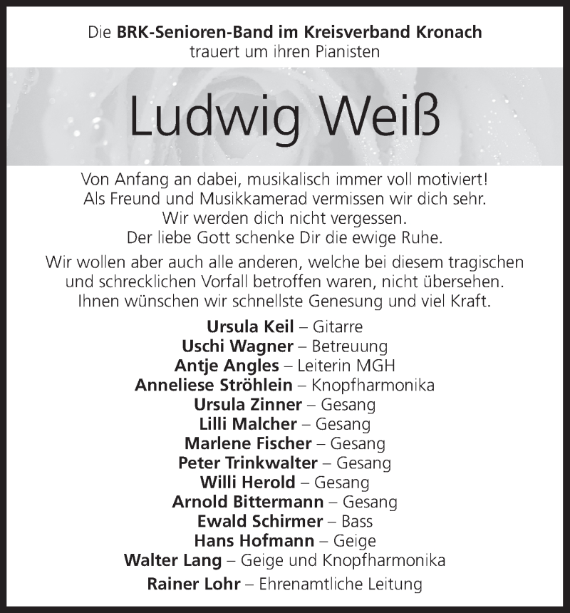  Traueranzeige für Ludwig Weiß vom 14.02.2015 aus MGO