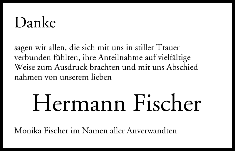  Traueranzeige für Hermann Fischer vom 10.07.2015 aus MGO
