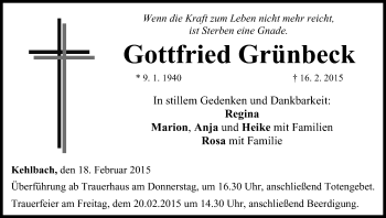 Anzeige von Gottfried Grünbeck von MGO