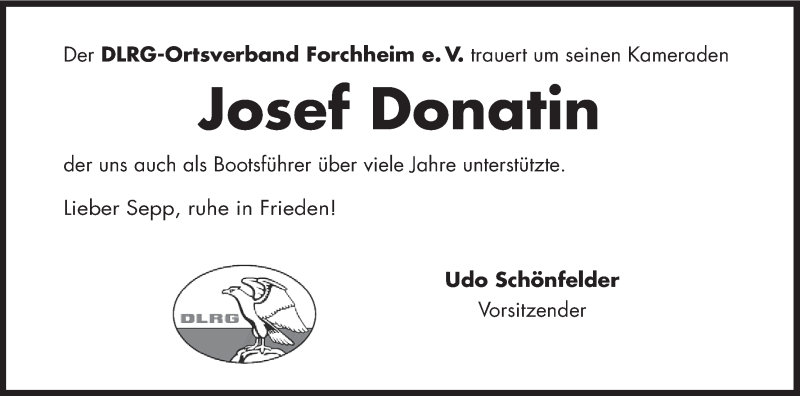  Traueranzeige für Josef Donatin vom 09.06.2015 aus MGO