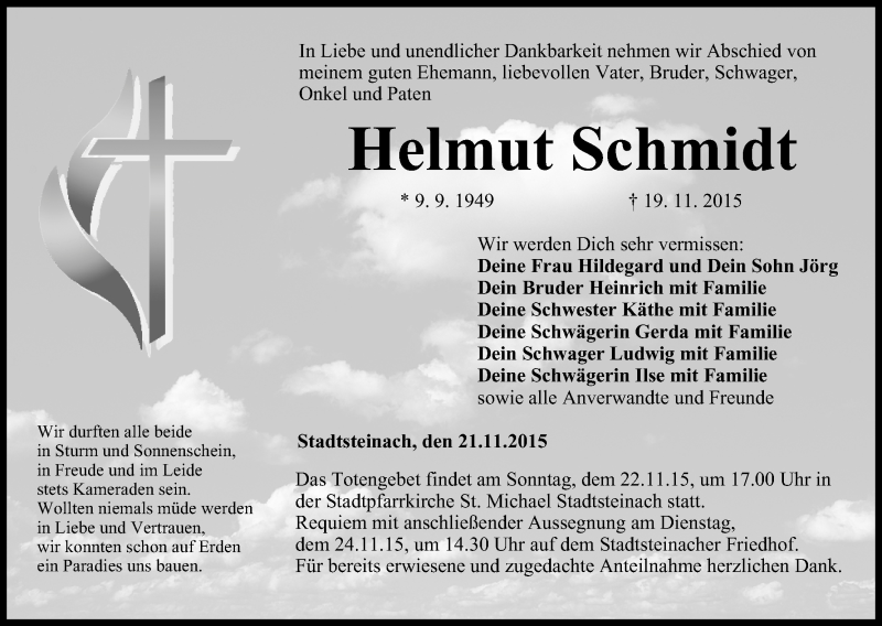  Traueranzeige für Helmut Schmidt vom 21.11.2015 aus MGO