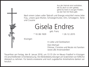 Anzeige von Gisela Endres von MGO