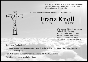 Anzeige von Franz Knoll von MGO