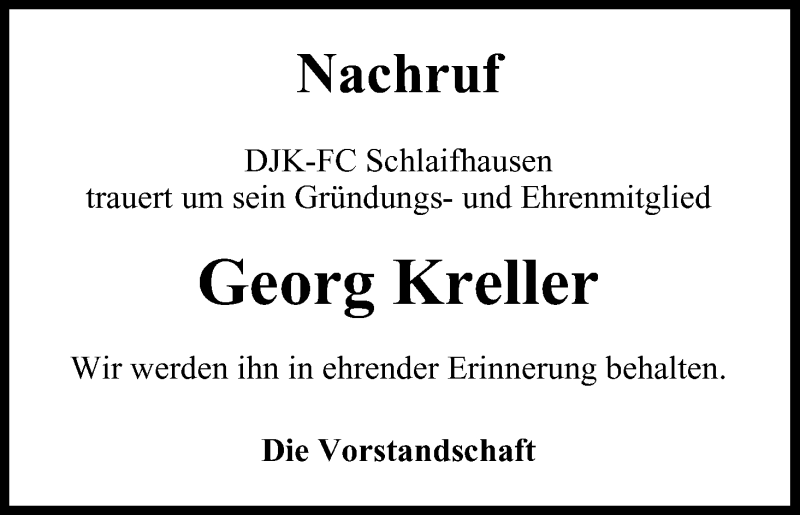  Traueranzeige für Georg Kreller vom 28.10.2016 aus MGO