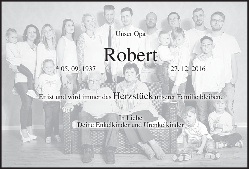  Traueranzeige für Robert Rammig vom 29.12.2016 aus MGO