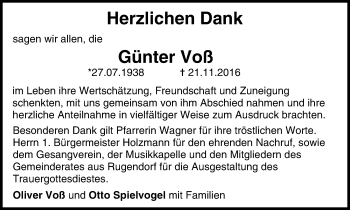 Anzeige von Günter Voß von MGO