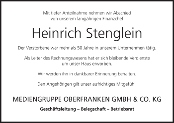 Anzeige von Heinrich Stenglein von MGO