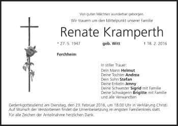 Anzeige von Renate Kramperth von MGO