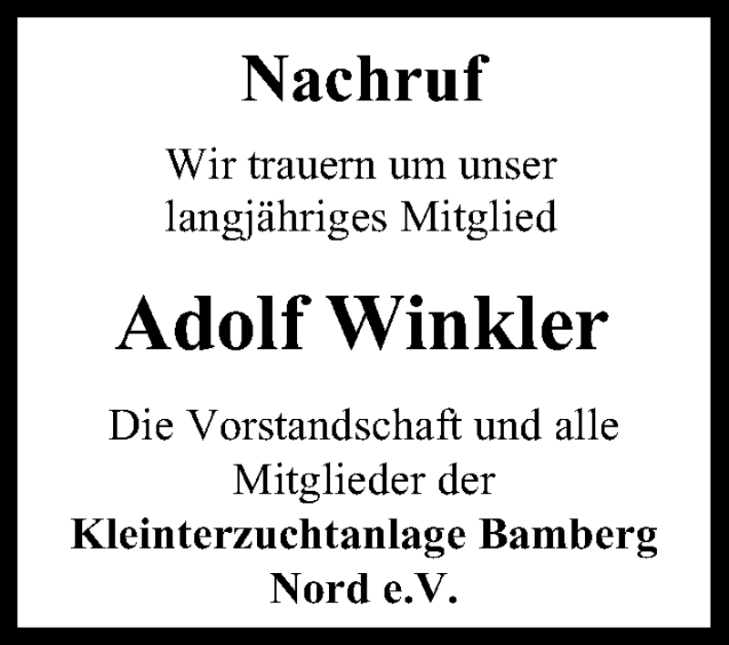  Traueranzeige für Adolf Winkler vom 17.02.2016 aus MGO