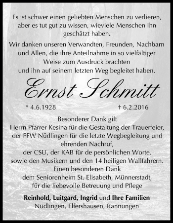 Anzeige von Ernst Schmitt von MGO