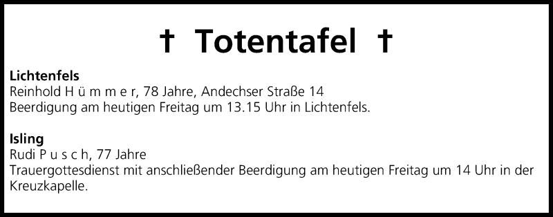  Traueranzeige für Totentafel vom 12.02.2016 vom 12.02.2016 aus MGO