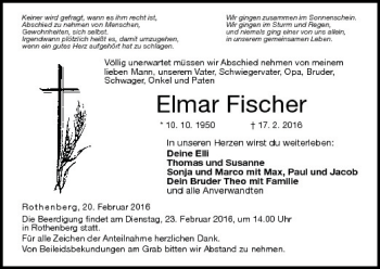 Anzeige von Elmar Fischer von MGO